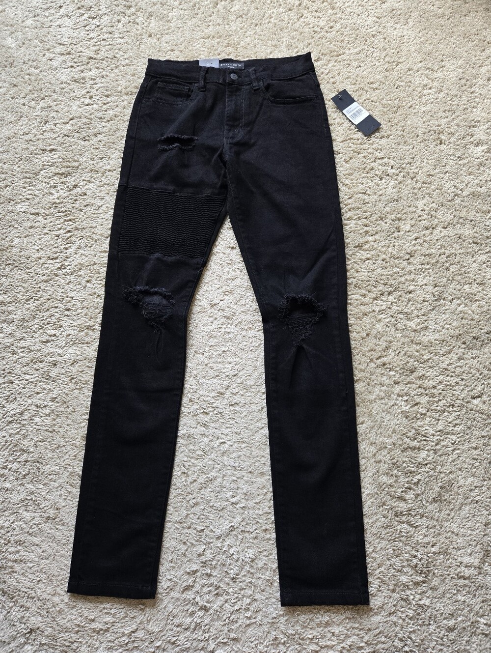 Saint Morta Skinny Jeans Size 30 Black Distressed Biker
